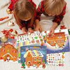 LINAYE 48PCS Make A Gingerbread House Stickers, Christmas Crafts for Kids, Gingerbread House Craft Stickers, 24 Finished Products