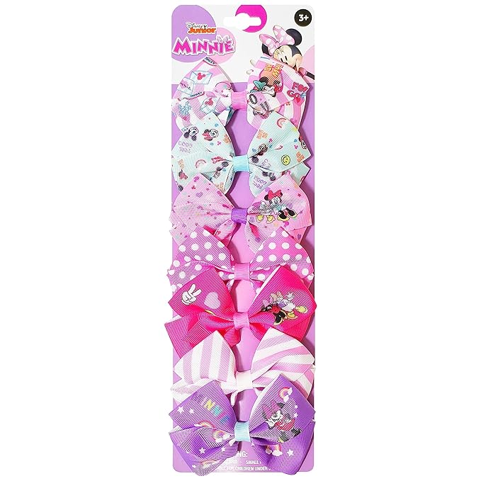 Disney Minnie Mouse Hair Bows - Hair Accessories Gift Set - Minnie Hair Bow - 7 Pcs 4 Inch Bundle - Hair Bows for Girls - Minnie on each clip - Alligator Clip - Ages 3 +