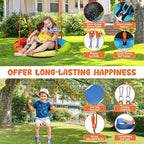 Swing Sets for Backyard, Outdoor Toys for Kids, Heavy Duty Metal A-Frame Swing Set Holds 440 lbs with 32" Saucer Seat, 26.2" Seat and Tree Disc