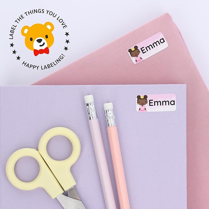 Personalized Name Labels for Kids (120) – Custom Waterproof & Durable Stickers for Clothing, Daycare, Office & School Supplies - Fairytale