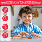 Alphabet Number Early Math Wooden Building Blocks Set - 86 Blocks in 6 Shapes with Wooden Storage Tray. Preschool Montessori Kids Toys. Stacking Learning Toys for Toddlers. Age 3 Years +