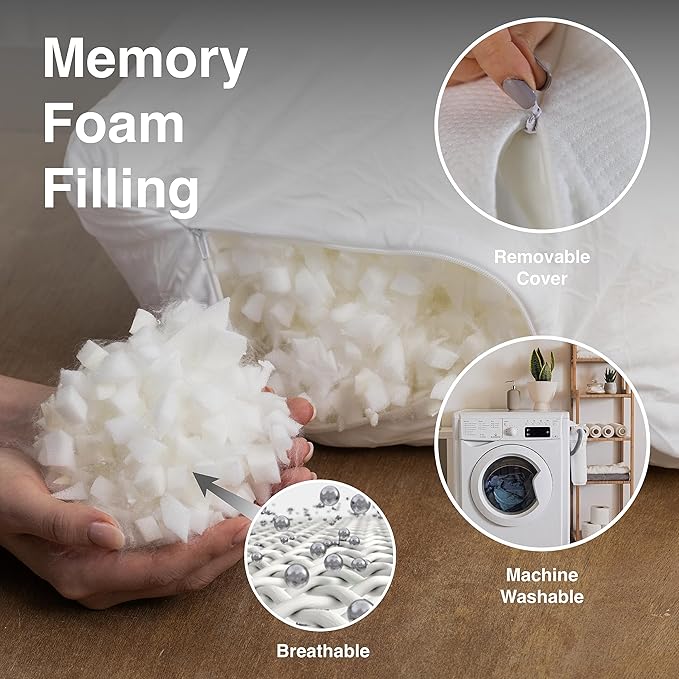 Pharmedoc Body Pillow, Pregnancy Pillows, Side Sleeper Pillow, Long, Memory Foam Pillow, Air White