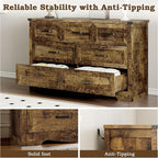 7-Drawer Dresser for Bedroom, Modern Wooden Chest of Drawers with Metal Handles, Anti-Tipping Design, Sturdy and Stable Storage Organizer for Living Room, Entryway, Home Office