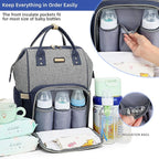 Diaper Bag Backpack, Diaper Bags for Baby Girls Boys, Baby Bags for Moms Dads, Nappy Changing Bag with Insulated Pockets,Multi-functional Waterproof Backpack with Stroller straps- Light Grey Blue