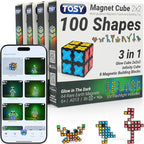 TOSY Magnet Cube 2x2 - 8 Blocks, 2 in 1 Toy: 2x2x2 Puzzle Cube and Customizable Infinity Cube, Glowing, UV Flashlight, Fidget/STEM/STEAM Magnet Tiles Birthday Gift for Kids/Teens/Adults, 4-Pack