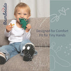 Bambeado Baby Teether Toy and Training Toothbrush: Dibly - The Dino Baby Teething Toys BPA-Free Teethers Inspired by Nature with Natural Rubber Pacifier