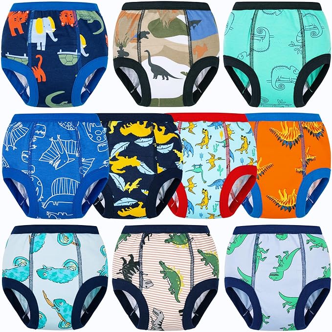 BIG ELEPHANT 10-Packs Training Underwear Absorbent Toddler Potty Trained Pants for Boys and Girls, 12 Months - 9 Years