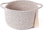 Small Soft Organizer Baskets，Decorative Mini Round Woven Rope Storage Bin Empty Gift Baskets for Man，Office, Desk Decor, Gifting, Kids, Toys, Pre Shaped, Brown, 2 Pack
