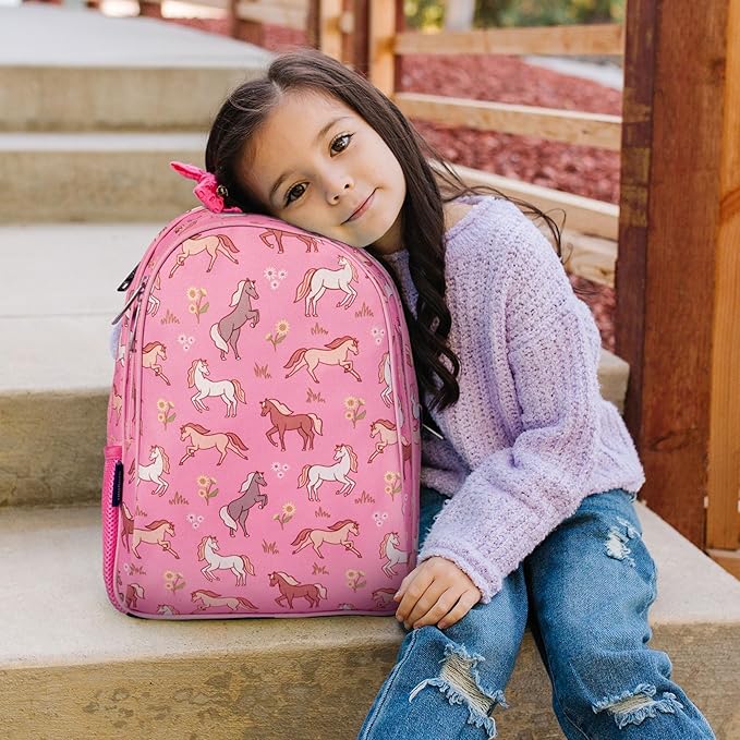 Wildkin 15-inch Kids Backpack – Durable, Padded, Adjustable for School & Travel - Wild Horses