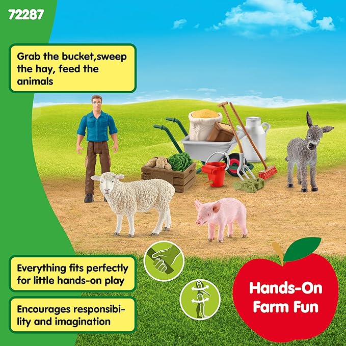 Schleich Farm World - Animal Feeding Playset for Boys and Girls - Farm Animal Toys for Imaginative Play - Kids Ages 3+| 72287