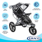 Graco Baby Jogging Stroller Universal Rain Cover, Ventilated Weather Shield, Waterproof, Windproof, Versatile Size to Fit Most Jogging Strollers, Vinyl, Clear, Plastic