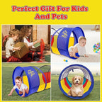 Kiddey Play Tunnel for Kids | Crawl Tunnels with See Through Sides | Outdoor & Indoor Multicolored Tent for Dogs, Toddlers, and Babies | Pop Up Baby Crawling Backyard Tunnel | Balls NOT Included