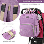 Diaper Bag Backpack, Diaper Bags for Baby Girls Boys, Baby Bags for Moms Dads, Nappy Changing Bag with Insulated Pockets,Multi-functional Waterproof Backpack with Stroller straps-Purple