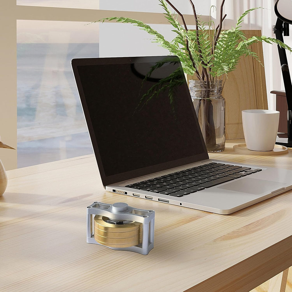 Kinetic Spinning Top Brass, Desk Fidget Toy for Adults, Stress Relief Toy for Office, Gold