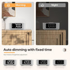 JALL Fabric Alarm Clock for Bedroom, with Big Led Screen Display, Bluetooth Stereo Sound Speaker, FM Radio, Fast Wireless Charging, USB Charging Port, Nightlight, White Noise, Ideal for Gift, Gray