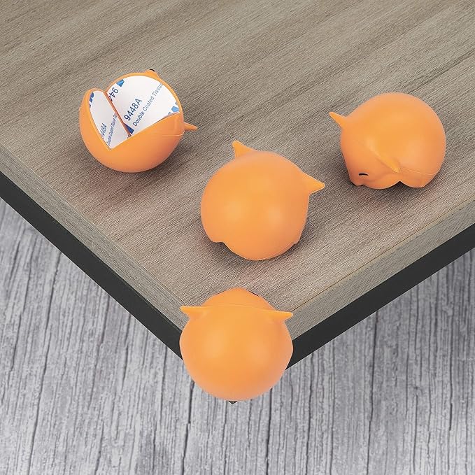 Large Corner Protectors for Furniture, Adhesive Corner Guards, Cute Fox Shape Decorative Silicone Corner Guards Corner Protector for Table, Desk, Bookshelf, Bed Frame (Orange, 4 Pcs)