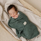 Heirloom Knit Heart Receiving Blanket for Boys and Girls - 100% Luxury Cotton Baby Blanket - Soft Warm Swaddle Receiving Receiving Blanket for Newborns Infants & Toddlers (Hunter Green)