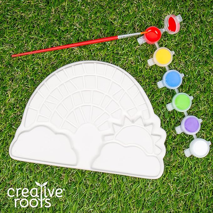 Creative Roots Paint Your Own Rainbow Stepping Stone Craft Kits for Kids, Ceramics to Paint, Ages 6+