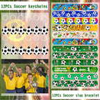 158Pcs Soccer Party Favors - Bags, Whistles, Balls, Slap Bracelets, Keychains, Stickers, Tattoos for Party Goodie Bags