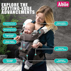 Abiie HUGGS 3-in-1 Baby Carrier w/Hip Seat - Front Facing, Hip Hugger, Back Baby Carrier - Healthy Sitting (M) Position, 3 Mos.-Toddler - Buckle Type Closure - Approved by US Safety Standards - Gray