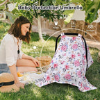 Rquite Muslin Car Seat Cover Baby, Carseat Covers Baby Girl Boy, Breathable Lightweight Infant Car Seat Cover, Baby Carrier Cover Car Seat Canopy Stroller Sun Shade for Summer & Hot Day, Universal Fit