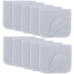 Comfy Cubs Muslin Burp Cloths 20" x 10", Pack of 10 - Large, 6-Layer, Ultra Absorbent 100% Cotton for Baby Drool and Messes - Soft, Safe & Gentle Baby Burp Cloths for Boys & Girls - Slate