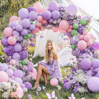 JOYIN 150 Pcs Pastel Purple Balloons, Different Sizes 18 12 10 5 Inch Pastel Purple Latex Balloon Arch Kit with Instruction for Birthday Party Graduation Wedding Holiday Decoration