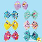 Baby Shark Kids Hair Bows - Hair Accessories Gift Set - 7 Pcs 4 Inch Bundle for Girls - Different Character on each Clip - Alligator Clip - Ages 3 +