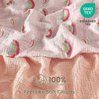 david's kids Muslin Crib Sheets for Boys Girls, 2 Pack 100% Cotton Soft Breathable Fitted Baby Sheet Set, 28x52 Inch Fits Standard Crib and Toddler Mattresses, Rainbow