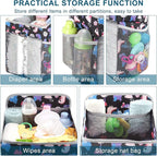 Accmor Hanging Baby Diaper Caddy Organizer, Diaper Stacker, Baby Crib Hanging Classified Storage Bag Organizer for Changing Table, Crib, Playard or Wall & Nursery Organization, Black