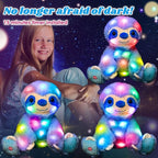 Cuteoy Light-up Plush Blue Sloth LED Stuffed Animal Birthday Christmas Plushies Toy Gifts for Kids Toddler Girls, 10.5"