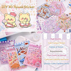 DIY 3D Sticker Scene 4 Sets of Reuseable and Waterproof Stickers Make Your Own Shop Scenes Sticker Cute Miniature Cartoon Stickers for Kids Adult