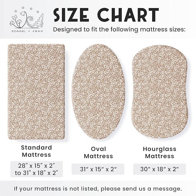 Baby Bassinet Sheets Girl (Poppy Fields) 2-Pack - Fitted Bedside Bassinet Sheets - Buttery Soft Cotton Blend for Standard Bassinet Mattress Pad - Compatible with Halo Bassinest