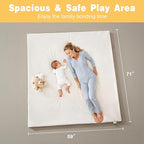 Padded 71" ×59" Large Baby Play Mat for Floor, 1.3" Thick Foam Mat with Soft Vegan Leather, Baby Tummy Time Playmat for Safe Play Area, Non-Slip Bottom, Fits 71" x59" Playpens