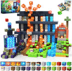 Magnetic Blocks - 150 PCS Dinosaur Volcano Forest Castle Set with Light Up Blocks - Kids Classroom Sensory Toy for Toddlers STEM, Construction Stacking Toy Kids 3+ Boys Girls Christmas Birthday Gifts