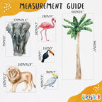 Safari Animal Wall Decals for Kids by Lipastick-Peel and Stick Jungle Stickers Giraffe, Elephant, Hippo, Palm Tree, Parrot for Toddlers Room, Nursery, Playroom, Classroom, Daycare Decor Art- XXL