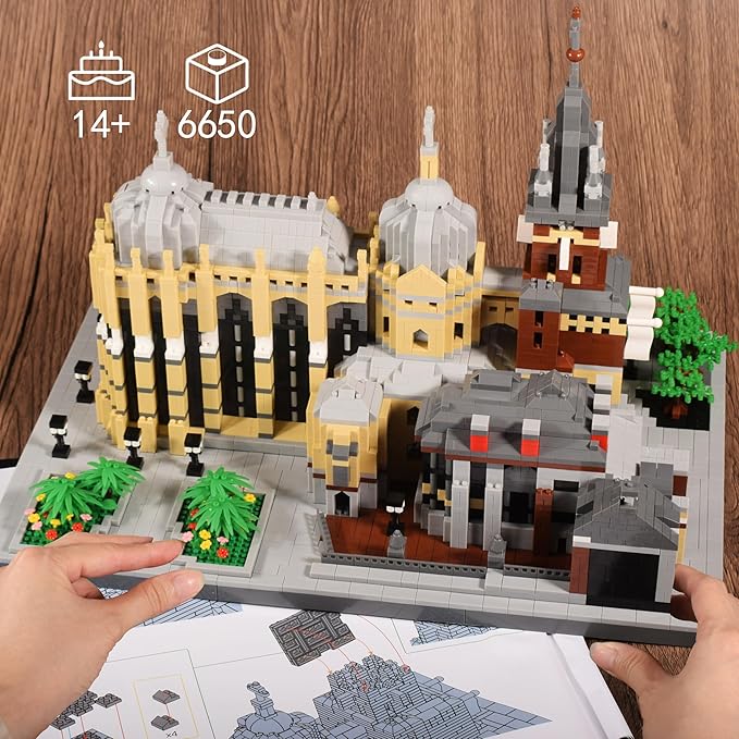 Micro Building Blocks Kit 6650PCS Germany Medieval Aachen Cathedral Miniature Building Block Set Church Architecture Construction Model for Adult and Teens Age of 14+