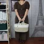 Large Baby Diaper Caddy Organizer for Girl Boy Rope Nursery Storage Bin Basket Portable Holder Tote Bag for Changing Table Car Travel Baby Shower Gifts Newborn Registry Must Haves White and Brown