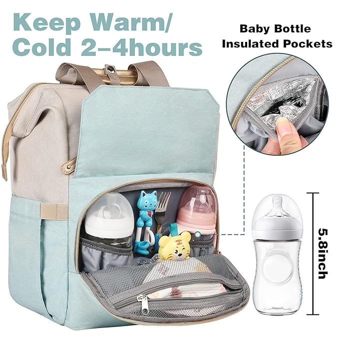 Jiefeike Girls Diaper Backpack,Travel Backpack Diaper Bag for Dad Mom Baby Boys,Insulated Pockets Portable Baby Nappy Bags with USB Charging Port,RFID Anti-Theft Water-Resistant Pocket Stroller Straps