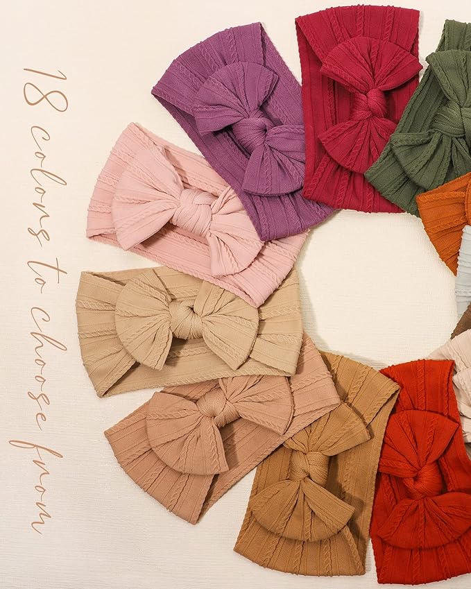 jollybows 18pcs Baby Nylon Headbands Hair Bow Elastics Hairbands Hair Accessories for Baby Girls Newborn Infant Toddlers Kid