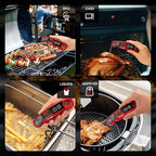 1-Second Rapid and Accurate Meat Thermometer - Waterproof Multifunctional Kitchen Food Thermometer, Ideal for Frying, Smoking, Grilling and More(Red)