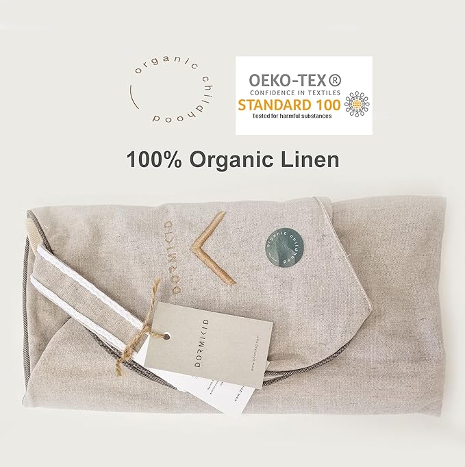 Linen Cover for Nursing Pillow • Premium Quality 100% Organic Oeko-Tex Standard • Cover for Breastfeeding and Bottle Feeding Pillow • Soft and Breathable • Only Cover (Natur linen)
