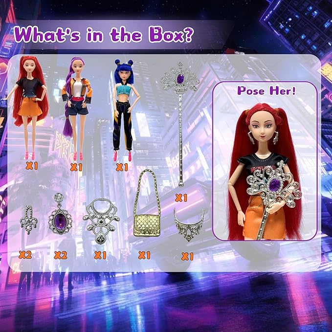 2025 New11.5''Singer Fashion Doll with Accessories and Trendy Outfits Set,Articulated/Made to Move Girl Group Dolls, Idea for Enthusiast Fan (Doll & Jewelry Accessories Sets)