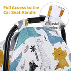 Rquite Dinosaurs Carseat Cover - Muslin Cotton Infant Car Seat Canopy, Breathable Baby Carrier Cover, Summer Stroller Sun Shade