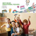 Musical Instruments , Natural Eco-Friendly Wooden Percussion Set Gift with Storage Box and Drawstring Backpack Bag-Improving Creativity and Coordination for Toddlers, Kids.