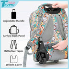 NEW TILAMI Kids 18 inch Rolling Backpack - Durable Waterproof Large Capacity Adjustable Handle Stair Climbing Design for Boys & Girls, Cats Cute