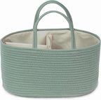 Diaper Caddy Organizer, Empty Gift Basket for Newborn Essentials, Baby Storage Basket, Stylish Gift Bag for Baby Shower, Boys and Girls – Large, Sage Green