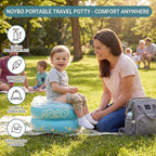 Travel Potty Seat for Toddlers - Inflatable Portable Toilet Kids Chair, Foldable Compact Lightweight Potty for Camping Road Trips, Outdoor Car Travel, Holds 66 lbs and 20 Durable Disposable Bags