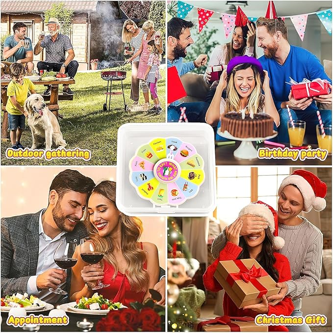 QETRABONE Foodie Dice & Decision Wheel - Fun Meal Picker for Family Game Nights, Couples Date Ideas & Party Games | Includes Fidget Spinner Snack Selector for Food Lovers Halloween Party Supplies