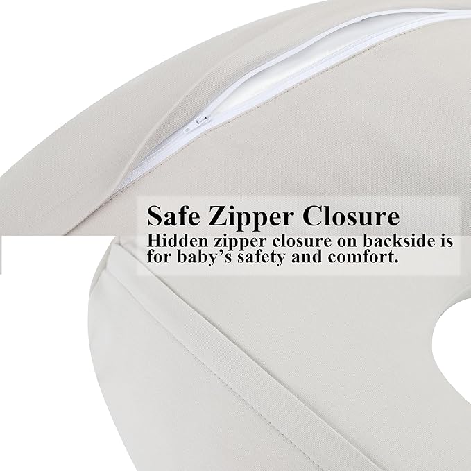 Onacosht 100% Organic Cotton Nursing Pillow Cover Soft Breathable Jersey Feeding Pillow Slipcover Fits Standard Infant Nursing Pillow for Baby Boy and Girl, Fog